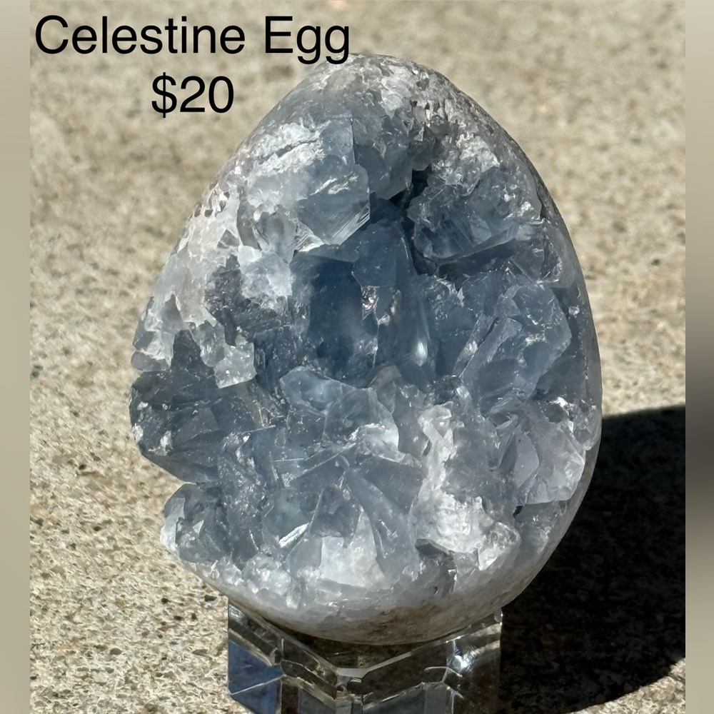 Celestine (Celestite) Blue Crystal Egg Sculpture